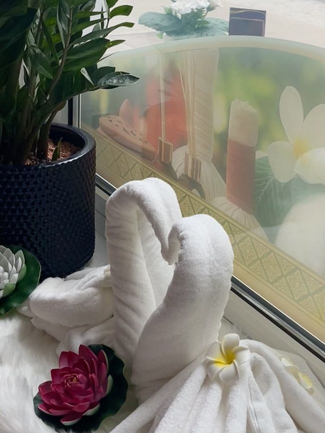 Handtuch-Deko im Spa